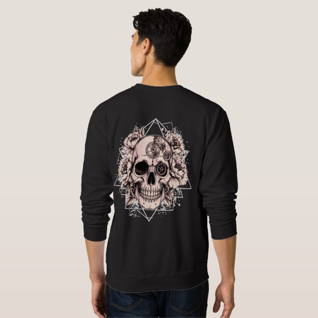 Sudadera "Mechanical Bloom" – Gothic Skull with Floral Gear (Reverso completo)