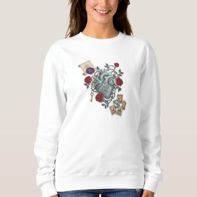 Sudadera Mechanical Heart with Roses – Vintage Surreal Art (Anverso)