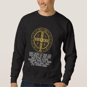 Sudadera Medalla de San Benedicto Católico Tradicional Lati