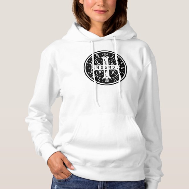 Sudadera Medalla St. Benedict, mujer azafata (Anverso)