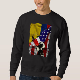 Sudadera Media bandera americana raíces ecuatorianas bander