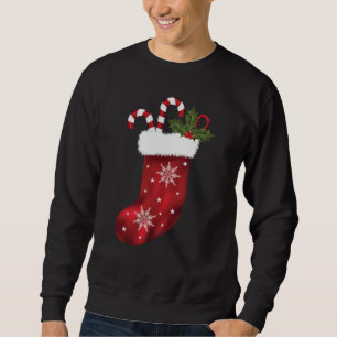 Sudadera Medias de Navidad Rojas con Bastones de Caramelo y