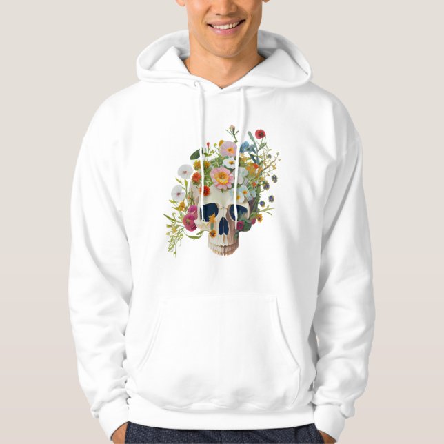 Sudadera Médica de flores de cráneo de anatomía médica de é (Anverso)