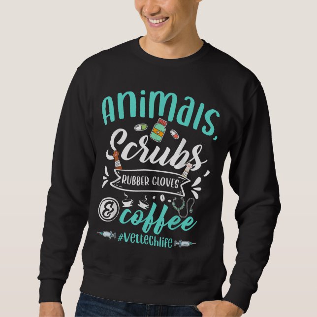 Sudadera Médico Veterinario De Animales Scrubs Y Café Ve (Anverso)