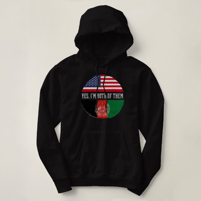Sudadera Medio americano mitad afgano bandera de EEUU en Af (Diseño del anverso)