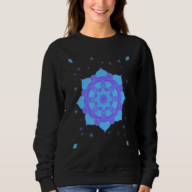 Sudadera Meditación De Arte De Mandala Azul Para La Paz Y E (Anverso)