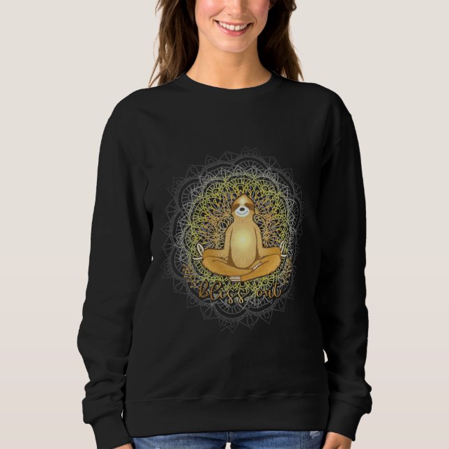 Sudadera Meditando a la Sloth Dorada Mandala se desvanece (Anverso)