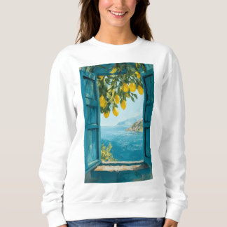 Sudadera Mediterranean Window View Printable Art – Coastal 