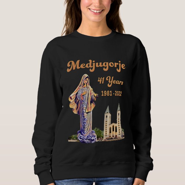 Sudadera Medjugorje 41 Años Estatua De Nuestra Señora Reina (Anverso)