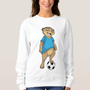Sudadera Meerkat como jugador de fútbol con fútbol