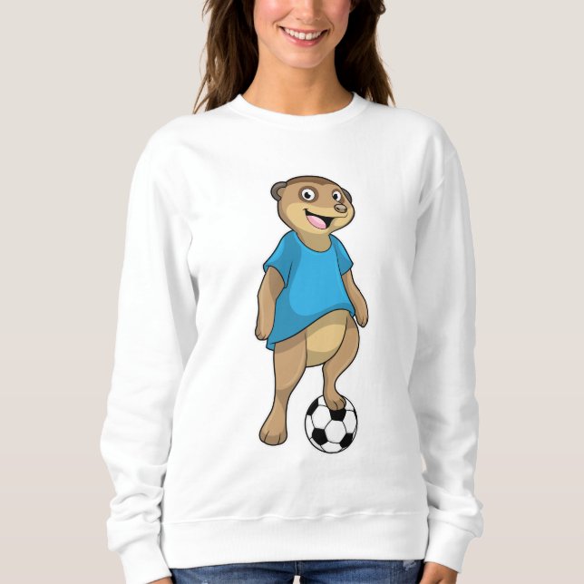 Sudadera Meerkat como jugador de fútbol con fútbol (Anverso)