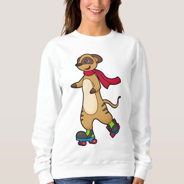 Sudadera Meerkat como patinador con patines (Anverso)