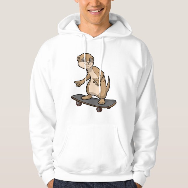 Sudadera Meerkat como Skater con Skateboard (Anverso)