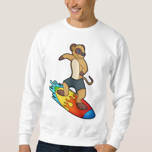 Sudadera Meerkat como surfista con Surfboard (Anverso)
