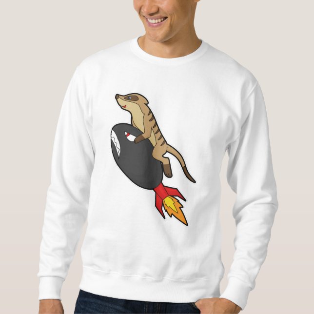 Sudadera Meerkat volando con cohetes (Anverso)
