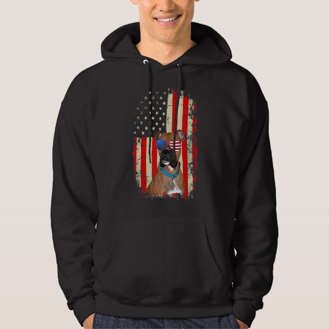 Sudadera Mejor Boxeador Papá Jamás Perro Bandera Estadounid (Anverso)