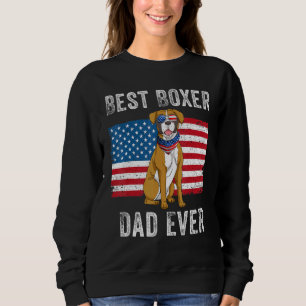 Sudadera Mejor Boxer Papá Jamás Perro Bandera Estadounidens