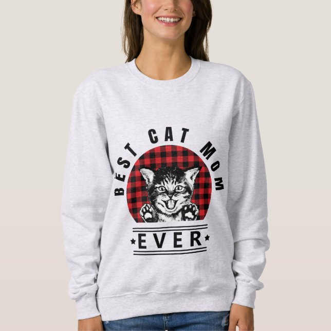 Sudadera Mejor cheque de búfalo de mamá del gato (Anverso)