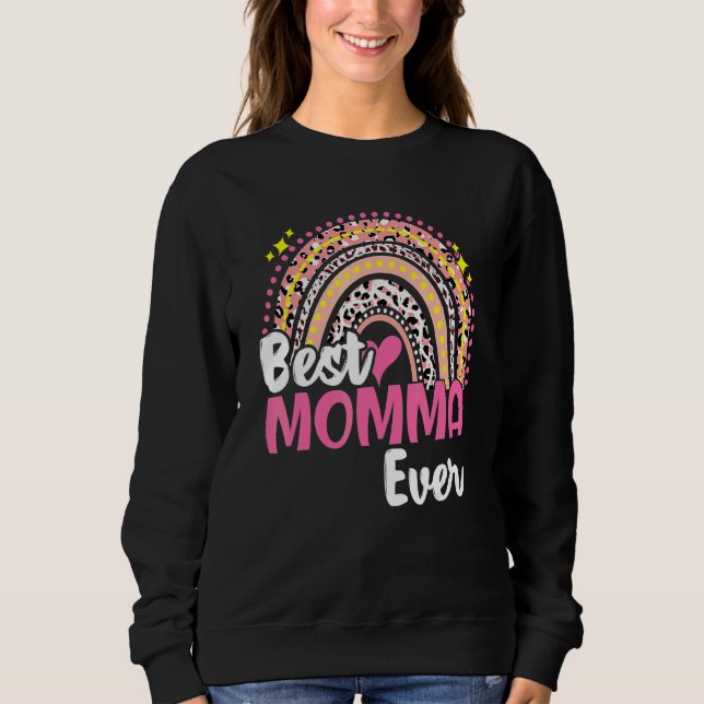 Sudadera Mejor Día de la Madre arcoiris de mamá de leopardo (Anverso)