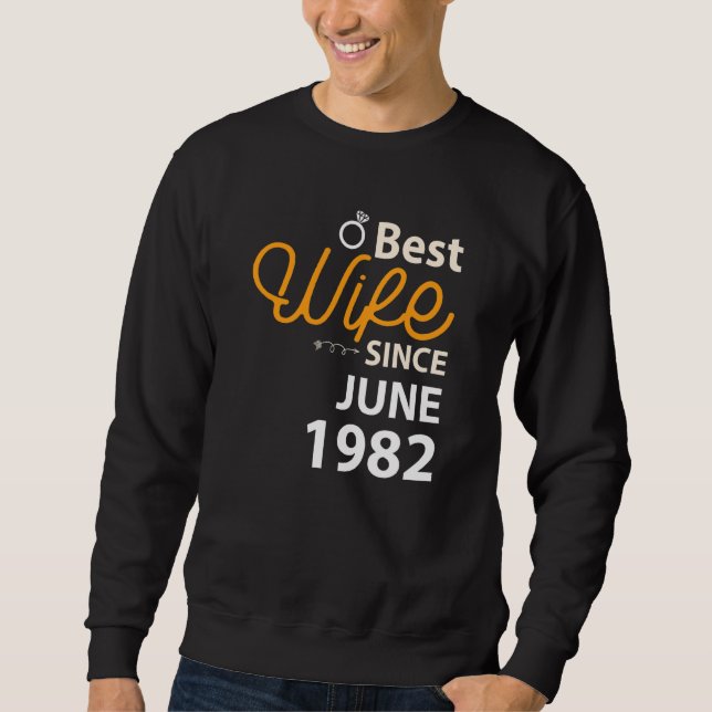 Sudadera Mejor Esposa desde junio de 1982, 40° Aniversario  (Anverso)
