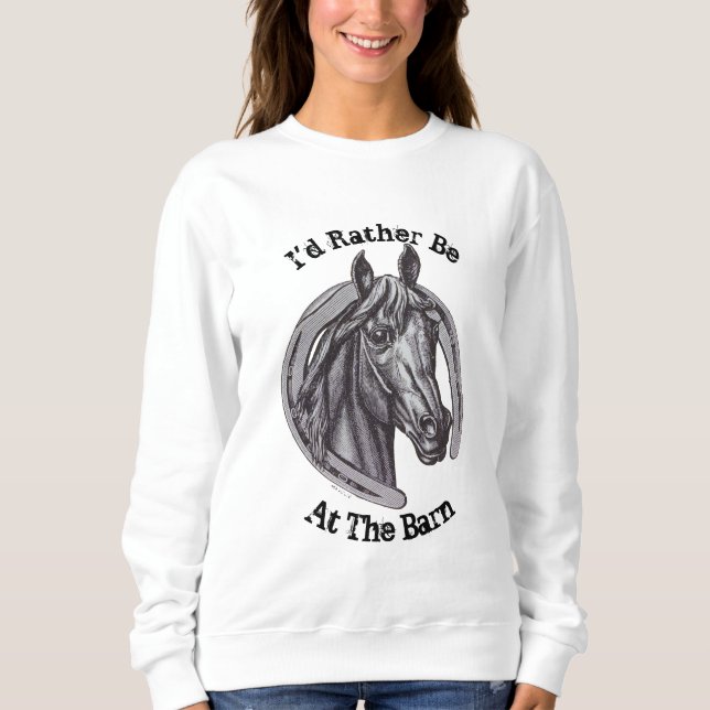 Sudadera Mejor Estar En El Barn Horse Lover Pony Sketch Ani (Anverso)