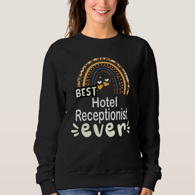 Sudadera Mejor Hotel Recepcionista Ever - arco iris leopard (Anverso)