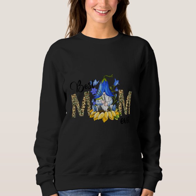 Sudadera Mejor Mamá Jamás Sunflower Bluebell Gnome Leopard  (Anverso)