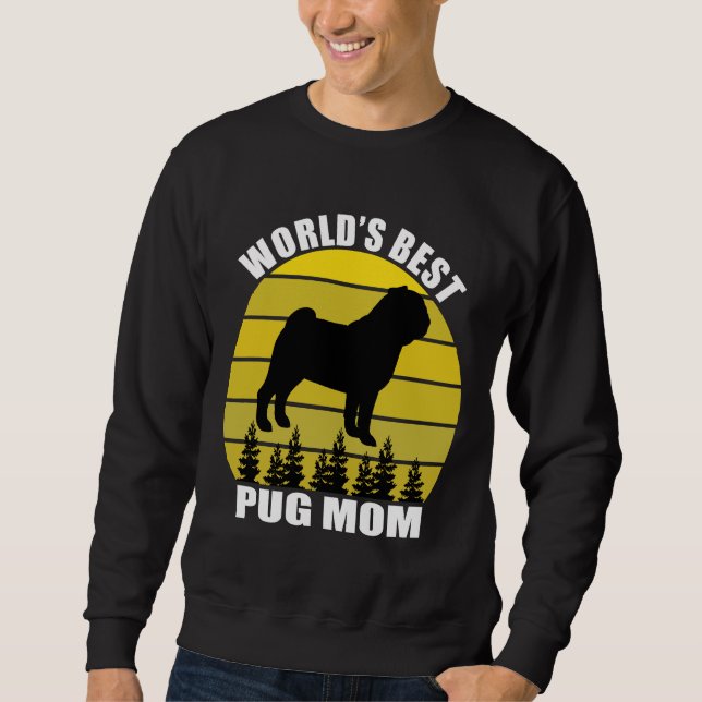 Sudadera Mejor mamá Pug, Retro Sun T Shirt Classi (Anverso)