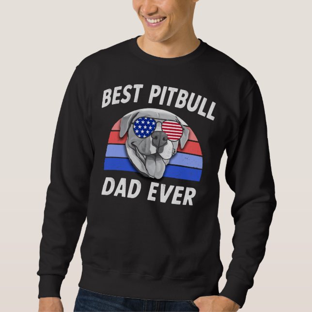 Sudadera Mejor padre de Pitbull Dad Funny Pit Bull Retro (Anverso)
