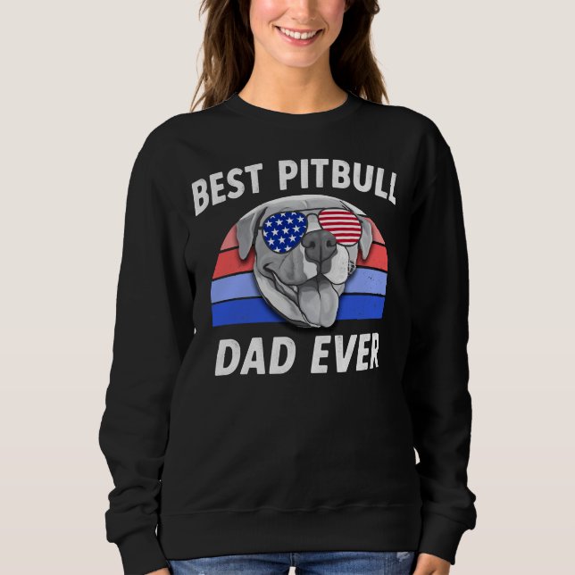 Sudadera Mejor padre de Pitbull Dad Funny Pit Bull Retro (Anverso)