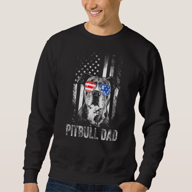 Sudadera Mejor Padre De Pitbull Que Nunca Perro De Bandera  (Anverso)