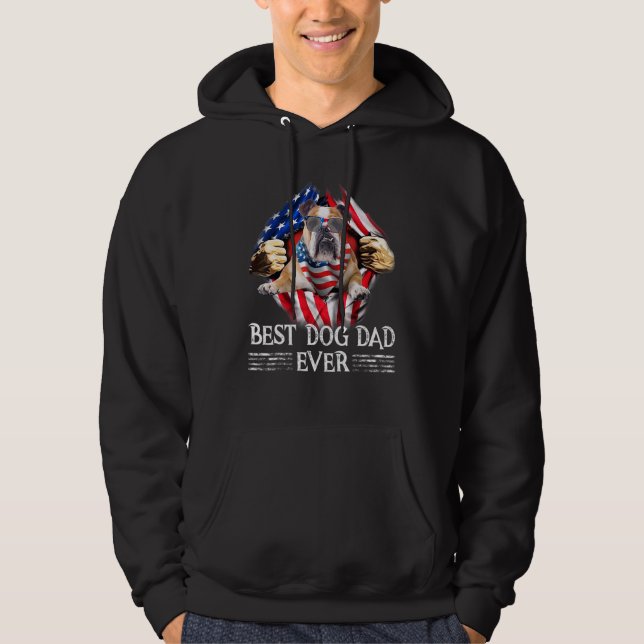 Sudadera Mejor Papá Bulldog Que Nunca Bandera Estadounidens (Anverso)