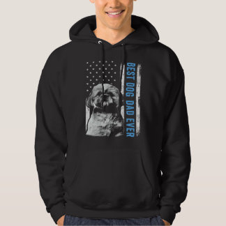Sudadera Mejor papá de Shih Tzu jamás Bandera estadounidens
