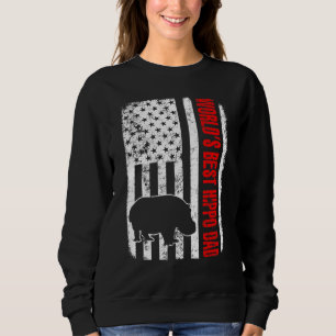 Sudadera Mejor Papá Hipopótamo del Mundo Bandera Americana