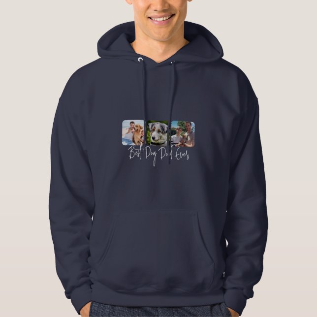 Sudadera Mejor Papá Perro - Personalizado de 3 Collages de  (Anverso)