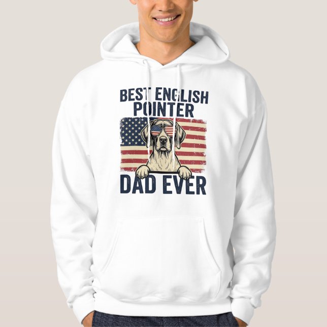 Sudadera Mejor papá Pointer inglés patriota perrito (Anverso)