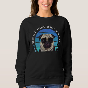 Sudadera Mejor papá pug de todos los tiempos vintage atarde