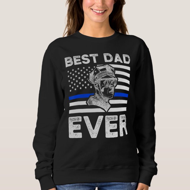 Sudadera Mejor Papá Que Nunca Cop Dad Bandera Americana (Anverso)