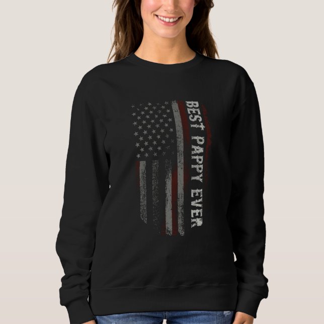 Sudadera Mejor Pappy Americano Bandera Día del Padre (Anverso)