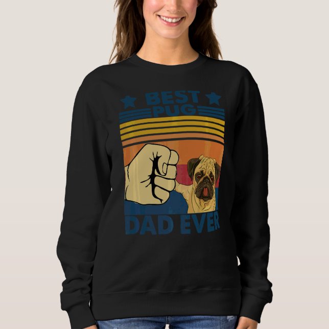 Sudadera Mejor Perro de Pug Papa Retro (Anverso)