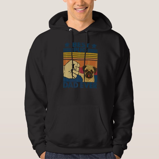 Sudadera Mejor Perro de Pug Papa Retro (Anverso)
