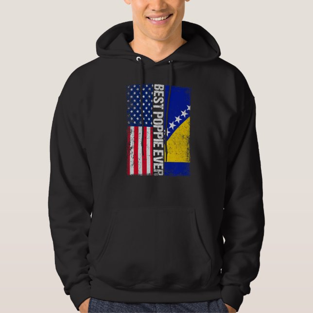 Sudadera Mejor Poppie Bandera De Ee.Uu. Y Bandera De Bosnia (Anverso)