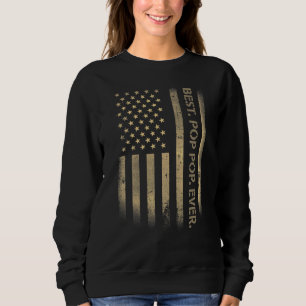Sudadera Mejor Poppop americano de padre con bandera ondula
