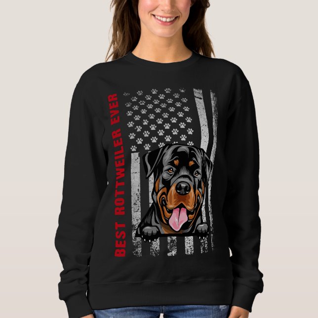 Sudadera Mejor Rottweiler de la Bandera Americana Diversión (Anverso)