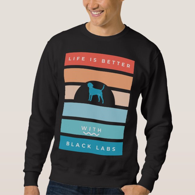Sudadera Mejor vida retro de labrador negro (Anverso)