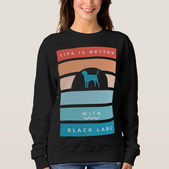 Sudadera Mejor vida retro de labrador negro (Anverso)