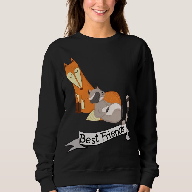 Sudadera Mejores Amigos - Animales lindos de Fox y Raccoon (Anverso)