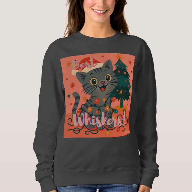 Sudadera ¡Mejores Bigotes! Gato de Santa Divertido (Anverso)