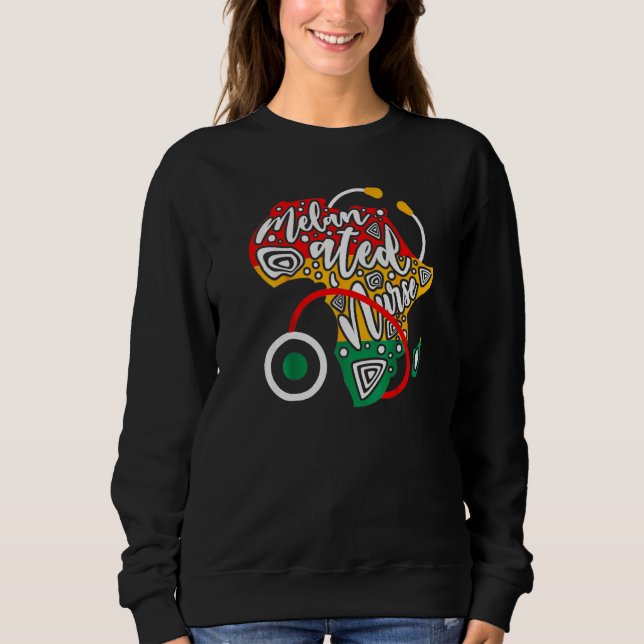 Sudadera Melanated Nurse African Flag Stethoscope Black His (Anverso)