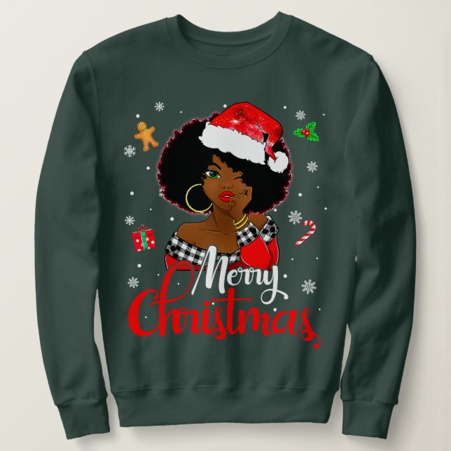 Sudadera Melancolía de navidad negra afroamericana (Anverso del diseño)
